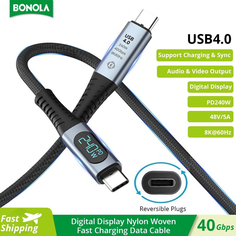Bonola ƺ ġ    ̺, Ʈ 4, USB4.0, 40Gbps, CŸ to CŸ ̺, PD 240W, 8K @ 60Hz